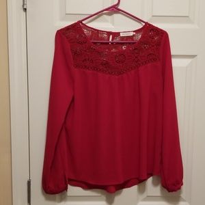 Blu Pepper red long sleeve blouse